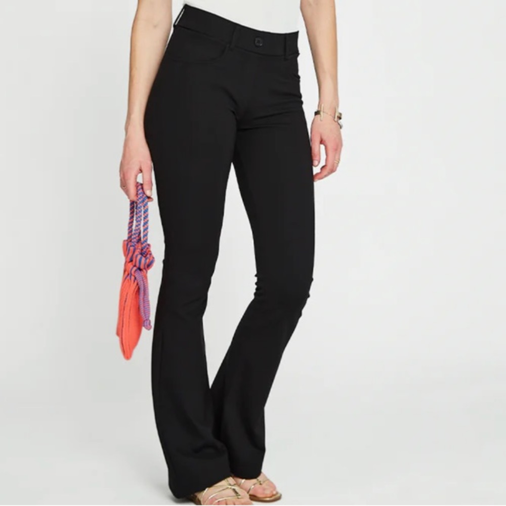 Betabrand Black Dress Pant Yoga Pant Pull On Bootcut Size Large Long.